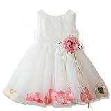 (キャサリンコテージ) Catherine Cottage子供服 PC734YB 花びら揺れるロマンティックベビードレス 80cm ホワイト×ピンク