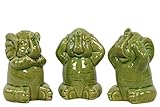 Urban Trends Collection 10871-AST Ceramic Elephant No Evil Assortment of Three, Yellow Green