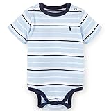 Ralph Lauren(ラルフローレン) ワンポイントボーダーロンパース(LightBlue)/ボディスーツ 12M(9-12ヶ月)[並行輸入品]
