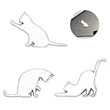 MAZERO ステッカー 猫 エンブレム 車 3D 金属 防水 カーステッカー かわいい 可愛い キャラクター ねこ 動物 車用 バイク 自転車 スーツケース 汎用 デカール シール ラベル バッジ ドレスアップ 飾り シルバー 3枚入り