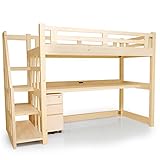 ロフトベッド デスク チェスト 木製 天然木 パイン材 階段 すのこ板 シングル ナチュラル