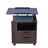 DlandHome 昇降式サイドテーブル ナイトテーブル チェスト サイドテーブル キャスター付き サイドワゴン