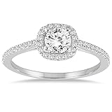 AGS Certified 3/4 Carat TW Diamond Halo Engagement Ring in 14K White Gold (K-L Color I2-I3 Clarity) 