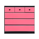 アルファタカバ かっこいい女性チェストシリーズ タバサチェスト 100cm幅4段 ピンク(ハートブラック)