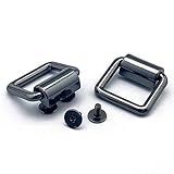 【KAMONレザー】持ち手 ショルダーストラップ 金具 ブラックニッケル 2組セット 紐通り幅20㎜ 留め具 レザークラフト 手芸 金具 パーツ