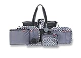 Baby Boom PACK RIGHT 12 Piece Travel and Day Care Diaper Bag Set, Black/Grey by Baby Boom