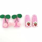 ベビー マジックテープ チェリー いちご パッチンどめ セット(ピンク)