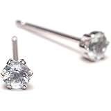 [Amazon限定ブランド] A.UN jewelry gift セカンドピアス アクアマリン 誕生石 3月 3mm プラチナ 軸太 12ｍｍ 華奢 シンプル スタッドピアス つけっぱなし レディース Pt900 ダブルシリコンキャッチ 日本製【Aq
