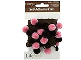 Bulk Buys conso self adhesive brown trim with brown/pink pom poms (Set of 48) by bulk buys