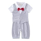 Zhhlinyuan 良質 Newborn Gentleman Romper Clothing Summer 赤ちゃん Boys Short Sleeve Jumpsuit