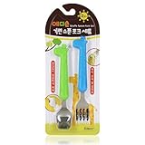 Global Shipping edison Giraffe Spoon and Fork Set / Silicon / NonToxic Silicone Green/blue (New Gree
