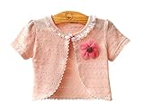 Candykids子供服 ボレロ　カーディガンキッズポンチョ半袖 ボレロ 結婚式 七五三 発表会 披露宴 (100cm, ピンク3)
