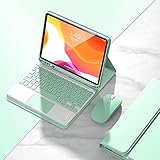 マウス付き 2021年型 Fire HD 10 Plus/HD 10 第11世代 用の キーボードケース タッチパッド 可愛い カラーキー Fire HD 10 プラス 10.1インチ タブレットカバー キーボード付き レザー 分離式 ワイヤレス Bluetoothキーボード スタンド機能 (Fire HD 10 Plus/HD 10(2021), 薄緑)