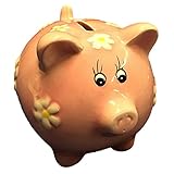 セラミック貯金箱 花柄デザイン ピンク