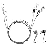 Augsion ピクチャーレール ワイヤーロープスリング 自工場 品質保証 ステンレス レール ワイヤー フック 自在金具付 吊り下げ金具 自在金具付 額縁 絵画 壁掛け 展示 用 シルバー (1m ワイヤー2本 セット フック各1個 付属)