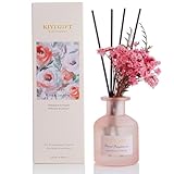 KIYIGIFT-リードディフューザーセット – リード、フレグランスオイル、すりガラスボトル付属 – フレグランスオイルディフューザー – ルームフレッシュナー – ホームデコレーション (4.5オンス ジャスミンローズ)