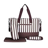 Violet Mist Baby Diaper Changing Bag Messenger Stripe Ladies Tote Handbag Coffee [並行輸入品]