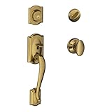 Schlage f60 V Cam 609 SIE CamelotハンドルSet with Sienaノブ内部、アンティーク真鍮
