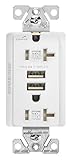 Eaton tr7756 W 20 Amp 125 V組み合わせUSB 3.1 A充電器with二重レセプタクル、ホワイト