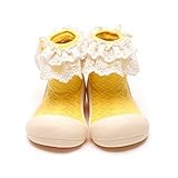 Attipas アティパス ベビーシューズ コサージュ アーガイル ボーダー トレーニングシューズ 女の子 男の子 子ども こども ファーストシューズ レース ジュニア｜S レディーイエロー