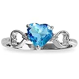 K14 Yellow, White, Rose Gold Heart-shaped Blue Topaz Ring