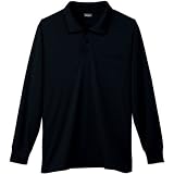 吸汗速乾 ハニカムメッシュ 長袖ポロシャツ(胸ポケット付き) sw-50390 ブラック 6L