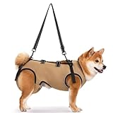 GIIPET 犬用介護ハーネス 犬 歩行補助ハーネス 通気性 サイズ調整可能 簡単脱着 老犬 けが 手術後 リハビリ 小型犬 中型犬 散歩 胴輪 前足 後足サポート 快適フィット お出かけ便利 介護用品 (カーキ - 夏, M(8-14kg))