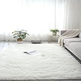 ラグマット 100x140cm ふわふわ スベリ止め 人工ウールマット 洗えるラグ 秋冬 冷房, 白