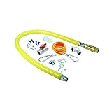 T&S Brass HG-4C-48K Gas Hose with Quick Disconnect 1/2-Inch Npt 48-Inch Long and Installation Kit [並