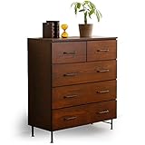 チェスト 収納 木製 天然木 タモ材 スチール脚 フルスライドレール 引き出し 幅88cm ブラウン