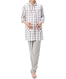 87049 Nishiki(ニシキ) マタニティ 7分袖 上下セット 前開き 綿100％ ウエスト調整機能付きパンツ フロントホック開閉 チュニック丈 吸湿 保温 妊婦 産前 産後 春 秋 パジャマ 