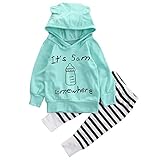 ベビー服　子供服　ベビー　パーカー　ロングパンツ　フード付き　耳　長袖Ｔシャ　上着　トップス　ストライプ　パンツ　ズボン　上下セット　ルームウェア　ホームウェア　春秋冬　クルーネック　ミルク瓶　英字　