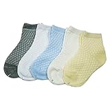 Novolix 5 Pairs Colorful Newborn Infant Baby Socks Breathable Cotton Mesh Thin Sock Flat Edge Ankle 