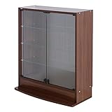 【福袋】【地球家具】フィギュア 棚 新シリーズ 幅83cm ロータイプ 大きさが選べるコレクションラック LED兼用 [耐震 鍵付]（ロータイプ、中型（奥行29cm）、ブラウン） 追加ガラス棚3枚付