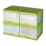 深型 ボックス 収納ケース 1段 4個組 グリーン 日本製 MJ-F1-4GR