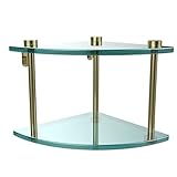 Allied Brass NS-3-SBR Double Corner Glass Shelf Satin Brass [並行輸入品]