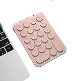 ワイヤレス Bluetooth テンキーミニキーボードレトロラウンドキャップノートブックデスクトップ会計金融ユニバーサルキーボード (テンキーパッド,ピンク)
