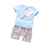 夏Ｔシャツ 女の子の服 男女兼用 2セット Pojour 1-6歳キッズ用 子供かわいいＴシャツ 綿 通気 ブルー(90cm)