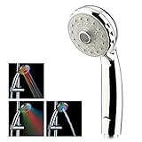 Tera® LED シャワーノズル シャワーヘッド 7色 グラデーション 変色 レインボー 虹色 カラーの水が出る 節水 ミスト マッサージ 3段階 切り替え 電源 電池 不要 水圧 発電 タイプ L