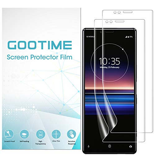「2枚」Gootime Xperia 1 フィルム Sony Xperia 1 柔薄型 TPU 耐衝撃吸収 高光沢防指紋 エクスペリアワン 液晶保護フィルム 自己復元機能 (Xperia 1)
