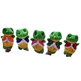 POTOJP 指人形 布の人形 家族みんなで指人形 マペットおもちゃ 縫いぐるみ 子供大好き 安心 布製 物語 童謡 おとぎ話 教育ハンドトイ 知能・五感 を育てる 動物 ごっこ遊び カエル 5個入り