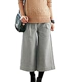 Angeliebe エンジェリーベ マタニティ 裏 フェルト タッチ ガウチョ パンツ 産前 産後 対応 妊婦服 ズボン ウエストゴム アジャスター調節可 M ～ L ライト グレー