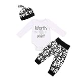 (ラランドリー) laraandlory ベビー服 3点セット 長袖ロンパース＆パンツ＆帽子 出産祝い (90/12-18ヶ月, ホワイト)