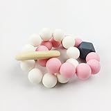 歯固め授乳ジュエリー?シリコン製 ブレスレット おしゃぶり 天然木 チュアブル ラトル[BPAフリー][FDA認可済]木育 安全 無味 ワイト ピンク グレー