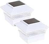 (6パック) ソーラー電源スクエアアウトドアガーデンデッキ4 x 4 PVCフェンスポストライト PL244W
