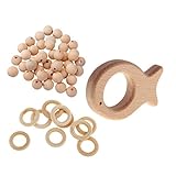Dovewill 約61個　ビーズ　おしゃぶりおもちゃ　ティースリング　工芸品　DIY　ウッド