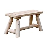 ホワイト／ガーデンベンチ ベンチ ストレートベンチ シンプル おしゃれ 可愛い ナチュラル 木製 木 ウッド 無塗装 抗菌作用 天然杉 天然杉丸太 ガーデン