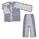 WEEOATAR介護用パジャマ マジックテープ介護 パジャマ 通年用 長袖 春夏秋冬 綿100% 全開フルオープン 寝たきり 要介護 術後 入院 点滴中サポート 男性M