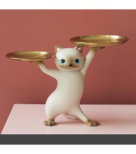 Amazon.co.jp: 玄関 鍵置き 皿を捧げる猫 かわいい シャム猫 キー収納