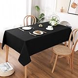 AooHome ブラック テーブルクロス 長方形 撥水 布 無地 方形 黒 汚れ防止 おしゃれ シンプル テーブルカバー リネン類 耐熱 速乾 丸洗い お手入れ簡単 業務用・家庭用 130x180cm